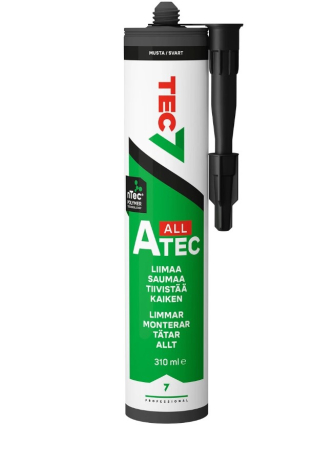 TEC7 A-TEC LIIMA-JA TIIVISTYSMASSA  MUSTA, 310ML  TEC751M