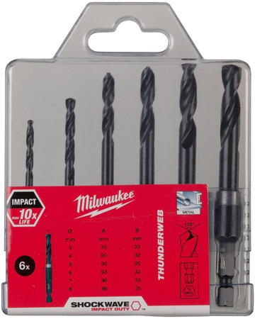 Milwaukee Milwaukee poranteräsarja 3-8 mm 6-os. HSS-G Thunderweb 1/4&quot; MW352454