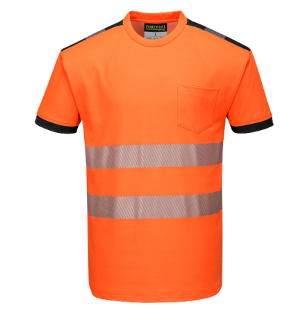 PORTWEST3 HI-VIS T-PAITA ORANSSI/MUSTA T181OBR
