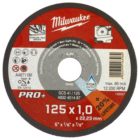 Milwaukee katkaisulaikka 125X1,0X22,2 mm PRO+ SCS 41 Inox MW451487