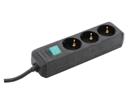 JATKOJOHTO 3-OS KYTKIMELLÄ MUSTA 1,5M BR002