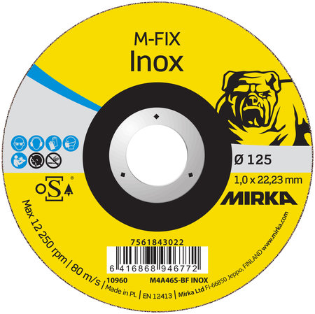 Mirka katkaisulaikka 125X1,0X22,2 mm M-Fix Inox MFIX12510