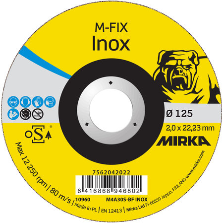 Mirka katkaisulaikka 125X2,0X22,2 mm M-Fix Inox MFIX12520