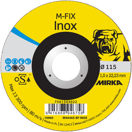 Mirka katkaisulaikka 115X1,0X22,2 mm M-Fix Inox MFIX11510